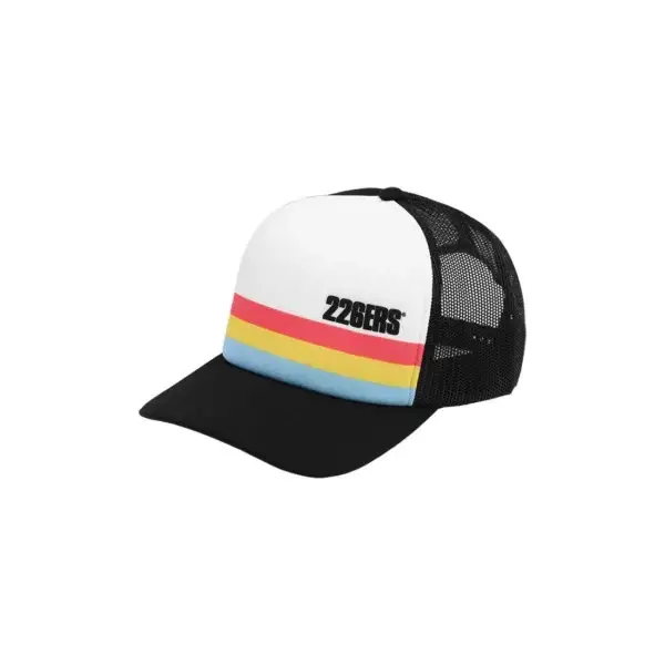 Šiltovka Hydrazero „Trucker“ – čiernobiela s farebnými pruhmi a logom